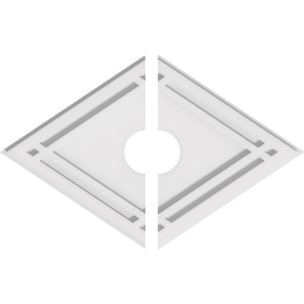Ekena Millwork Diamond Architectural Grade PVC Ceiling Medallion, 20"W x 13 3/8"H x 3"ID x 7"C x 1"P, Two-Piece CMP20X13DD2-03000 - main